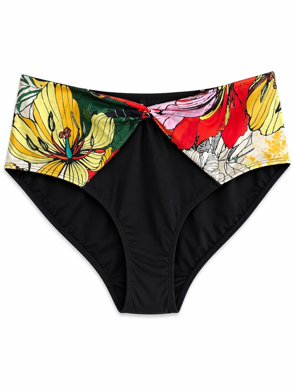 4/$20➡️ Sun & Sea Black Tropical Floral High-Waist Bikini Bottoms – Size 20 NWT